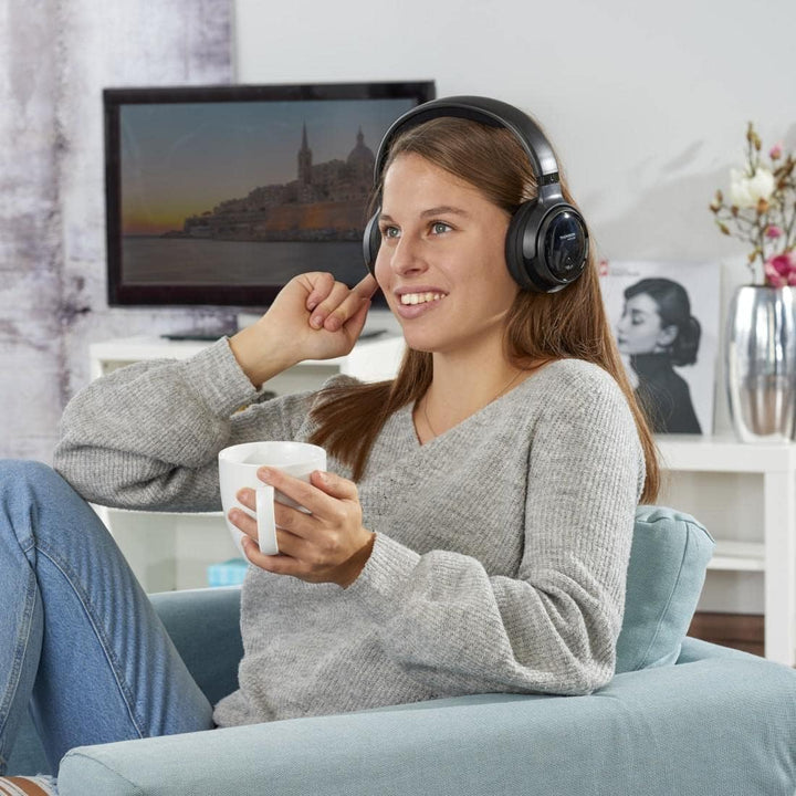 Thomson kabelloser Funk-Kopfhörer mit Ladestation (Over-Ear-Kopfhörer für Fernseher/TV, schnurloser