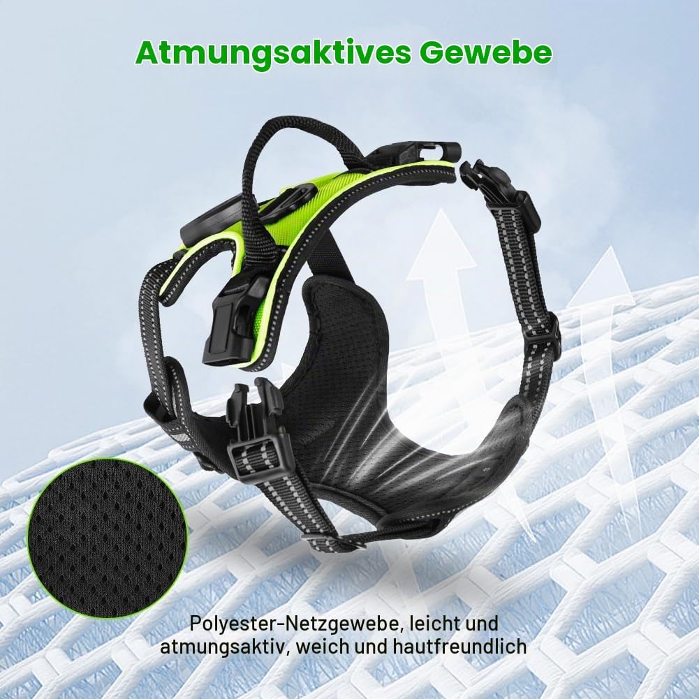 AUAUY Hundegeschirr Leuchtend, Einstellbar Leuchtgeschirr LED Aufladbar Reflektierendes, 3 Modi Atmu