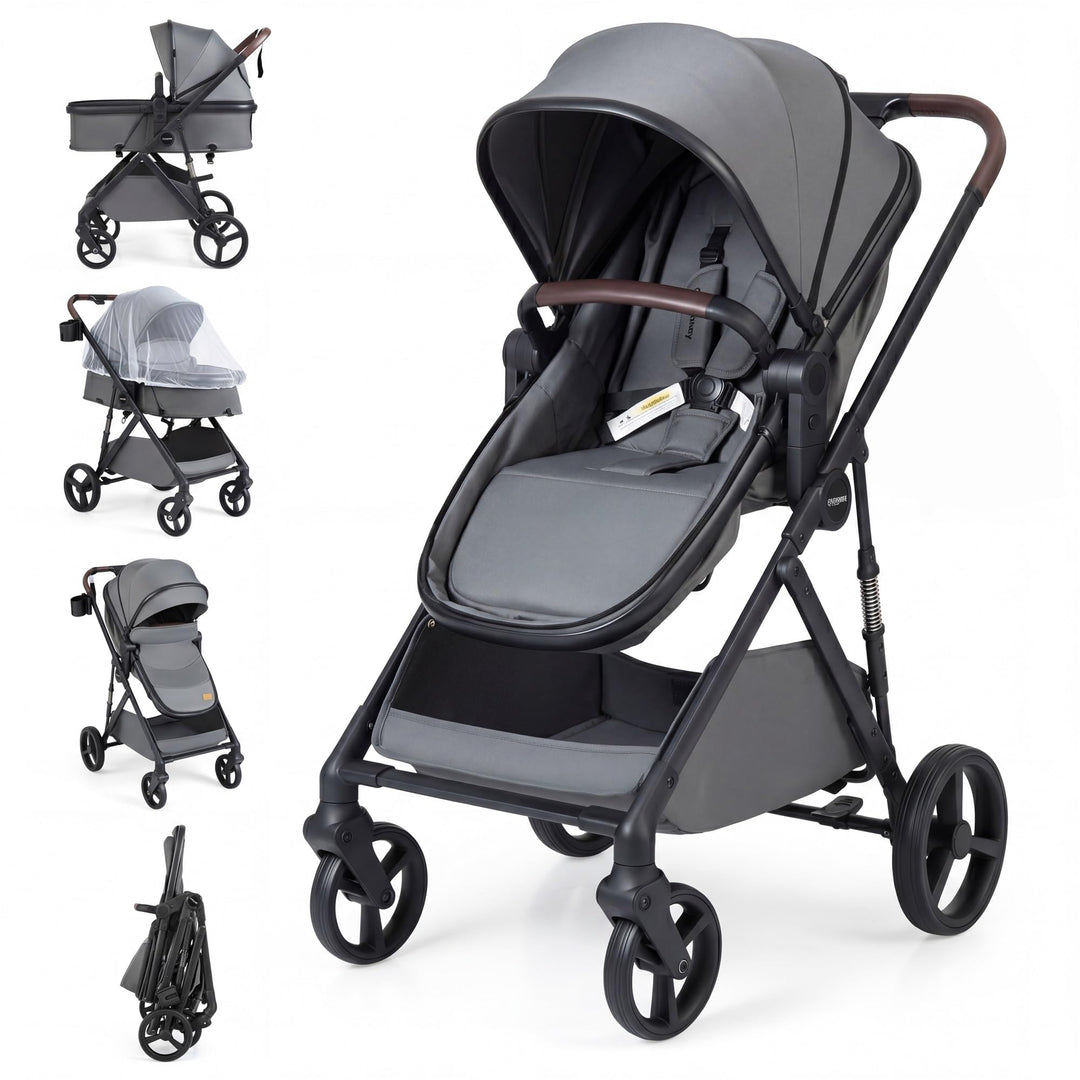 GIANTEX 2-in-1 Kinderwagen bis 22 kg, Faltbarer Buggy mit umkehrbarem Sitz, verstellbare Rückenlehne