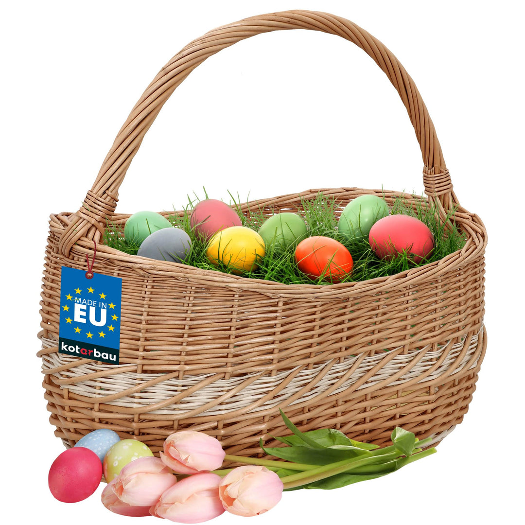 KOTARBAU® Weidenkorb Picknickkorb geflochten 450 x 280 mm Korb aus Weide Braun gross Einkaufskorb ge