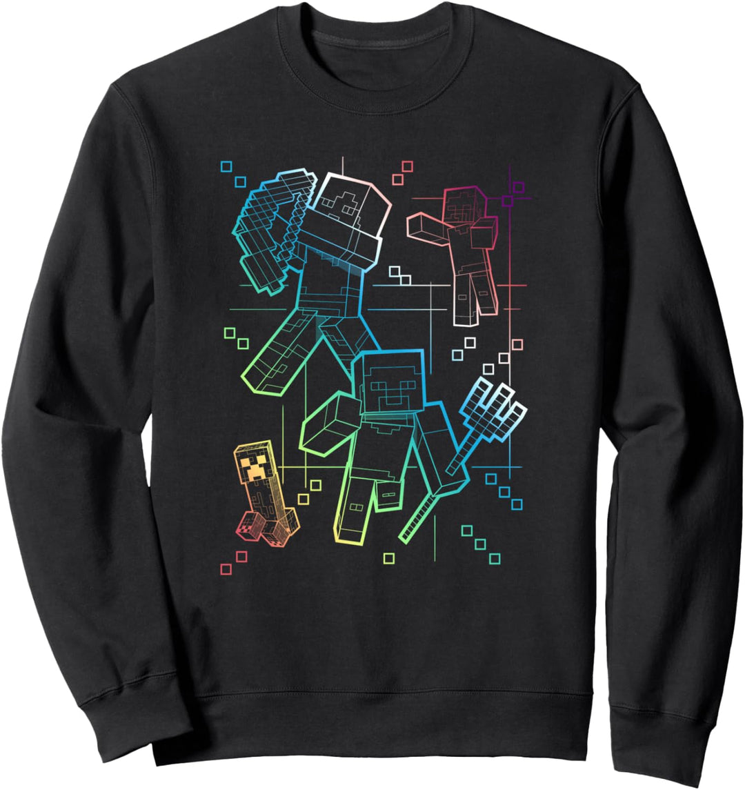 Minecraft Group Shot Rainbow Collage Sweatshirt