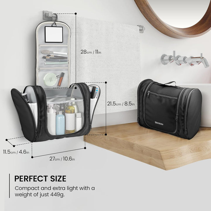 Kulturbeutel Kosmetiktasche zum Aufhängen mit transparenter Reise Tasche, Spiegel | XXL Kosmetik Kul