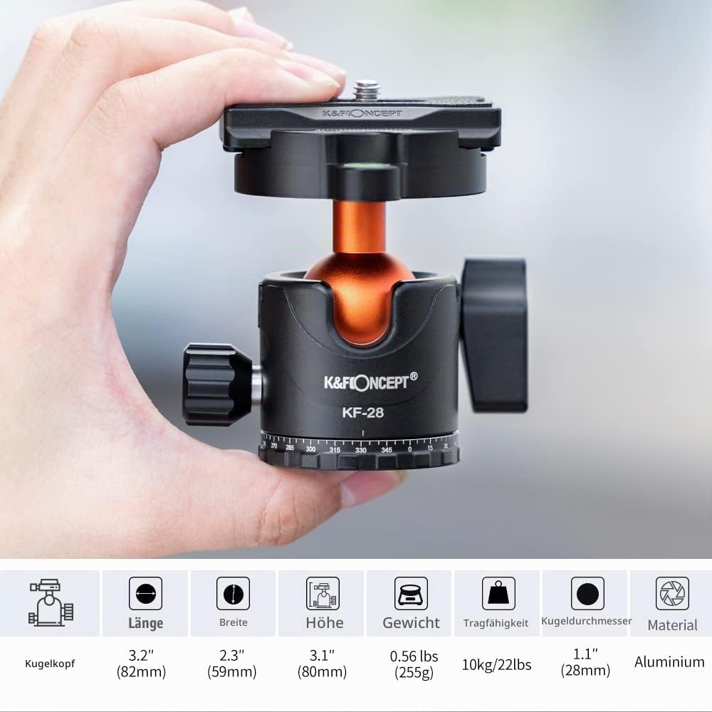 K&amp;F Concept Carbon Stativ Kamera Stativ, kompaktes D254C1(SA254C4) Reisestativ Stativ Kamera, Tripod