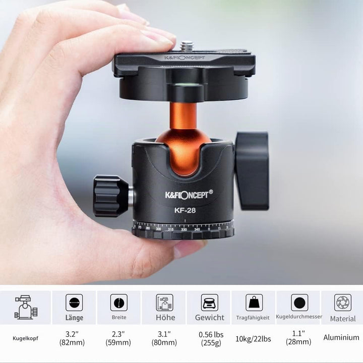 K&amp;F Concept Carbon Stativ Kamera Stativ, kompaktes D254C1(SA254C4) Reisestativ Stativ Kamera, Tripod