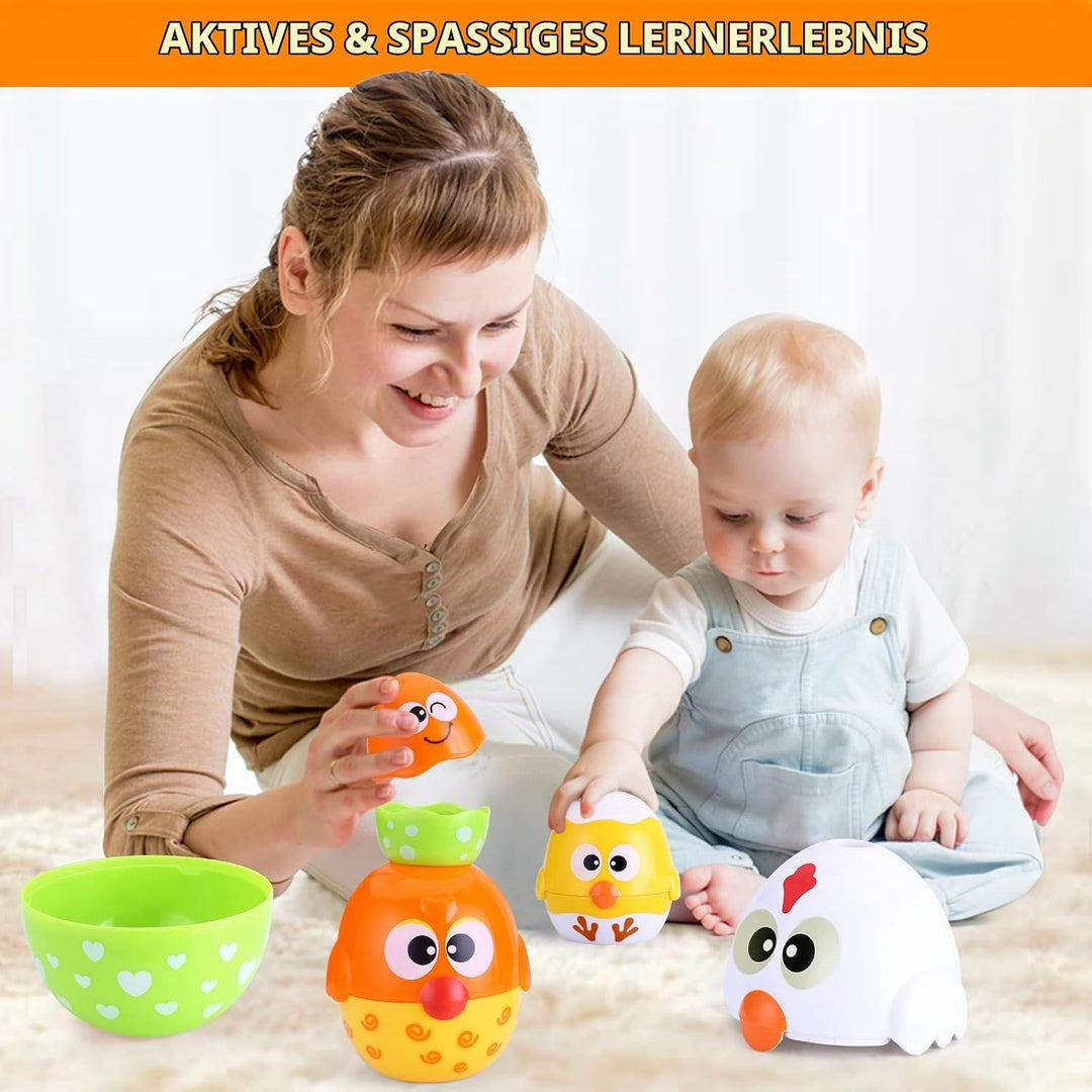 MOONTOY Baby Stapelspielzeug ab 1 Jahr，8 PCS Ei Stapelturm Ab 1 Jahr，Montessori Spielzeug ab 8 10 11