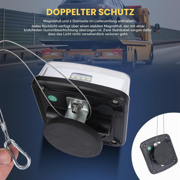 Qiping 2 x magnetische anhänger rückleuchten kabellos, funk rücklichter led mit magnet, wasserdicht,