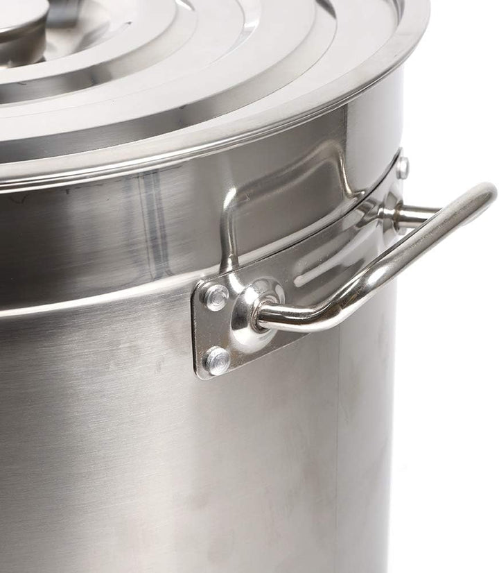 35L Suppentopf, Grosse Kapazität Gastronomie Kochtopf mit Metalldeckel Edelstahl Kochtöpfe für Gas,