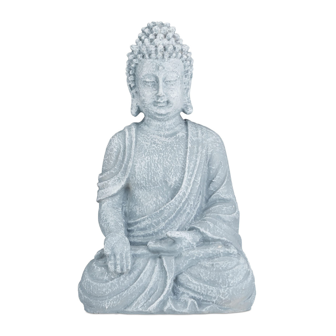 Relaxdays Buddha Figur sitzend, 40 cm hoch, Feng Shui Deko, wetterfest & frostsicher, grosse Garten