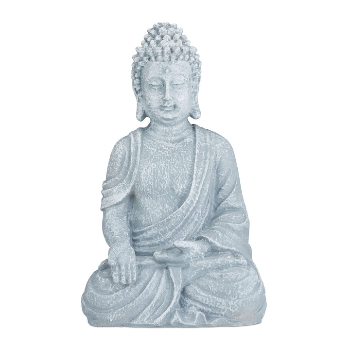 Relaxdays Buddha Figur sitzend, 40 cm hoch, Feng Shui Deko, wetterfest & frostsicher, grosse Garten