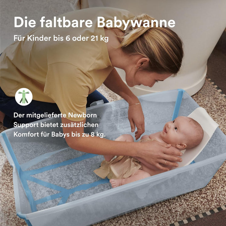 Stokke Flexi Bath X-Large (Ocean Blue) mit Ständer für Neugeborene, langlebig &amp; einfach zu verstauen