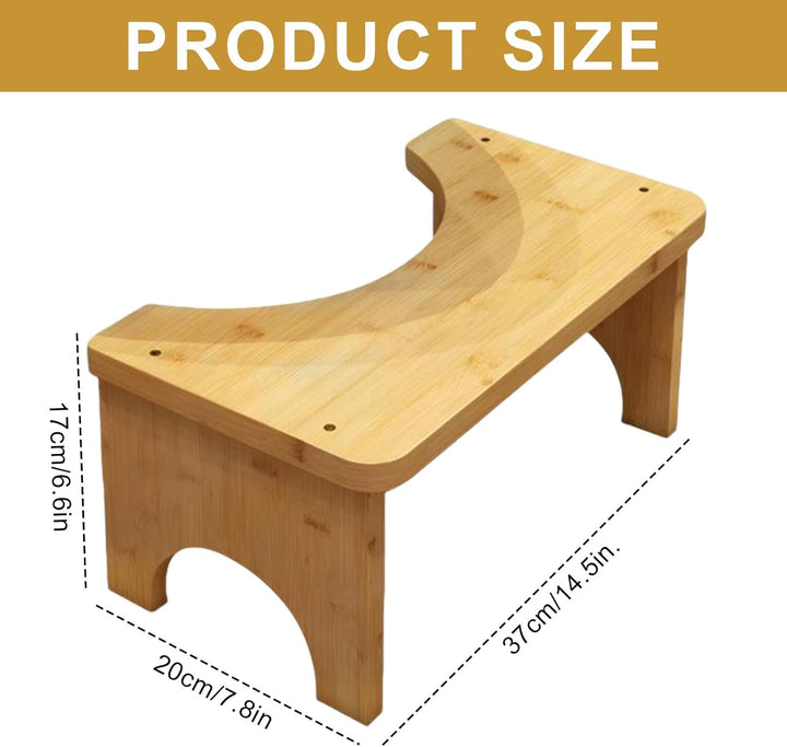 Toilettenhocker aus Bambus, 37×20×17 cm Rutschfester & Ergonomischer WC Hocker zur Verdauungsförderu