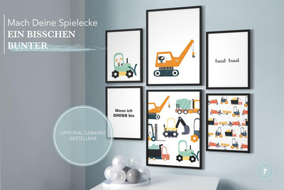 Papierschmiede® Bilder Kinderzimmer Kids Mood Poster Set Baumeister, Kinderzimmer Bilder Babyzimmer