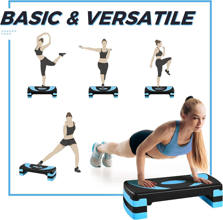Yaheetech Steppbrett Fitness Aerobic Stepper Höhenverstellbar Step Bench mit 3 Stufen (10/15/20 cm)