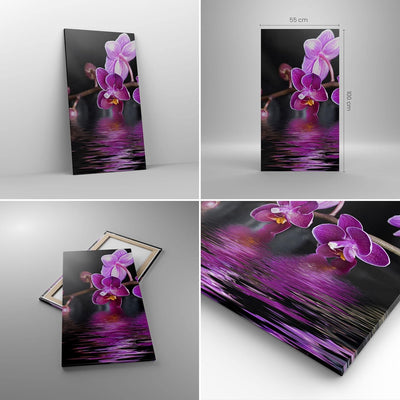 Bilder auf Leinwand 55x100cm Leinwandbild mit Rahmen Asien exotisch orchidee blume Gross Wanddeko Bi