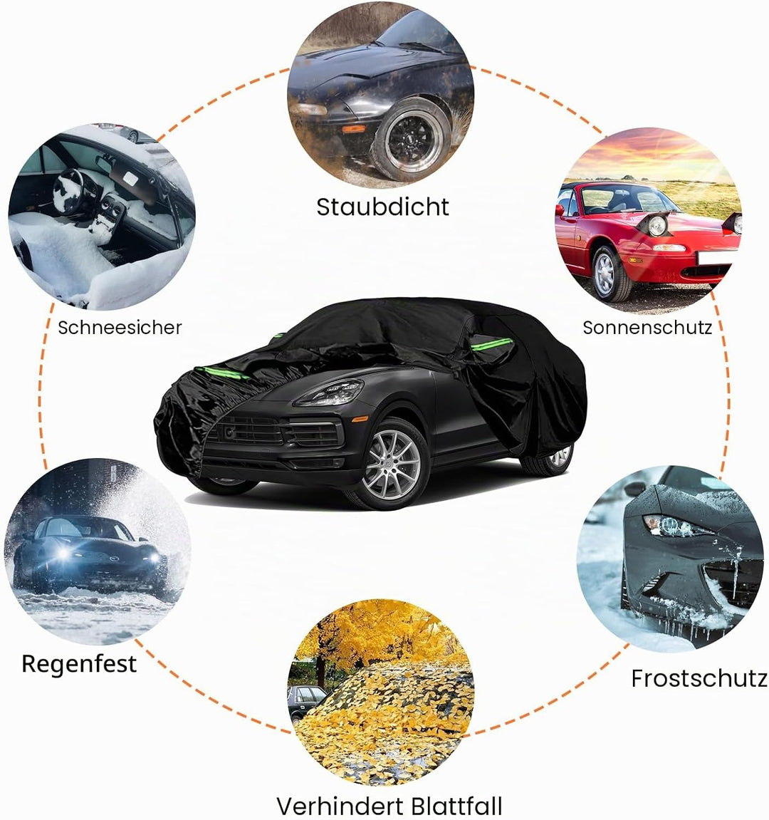 wasserdichte Autoabdeckung Ersatz für Porsche Cayenne 2009–2024, 6 Schichten Abdeckplane Allwetter A