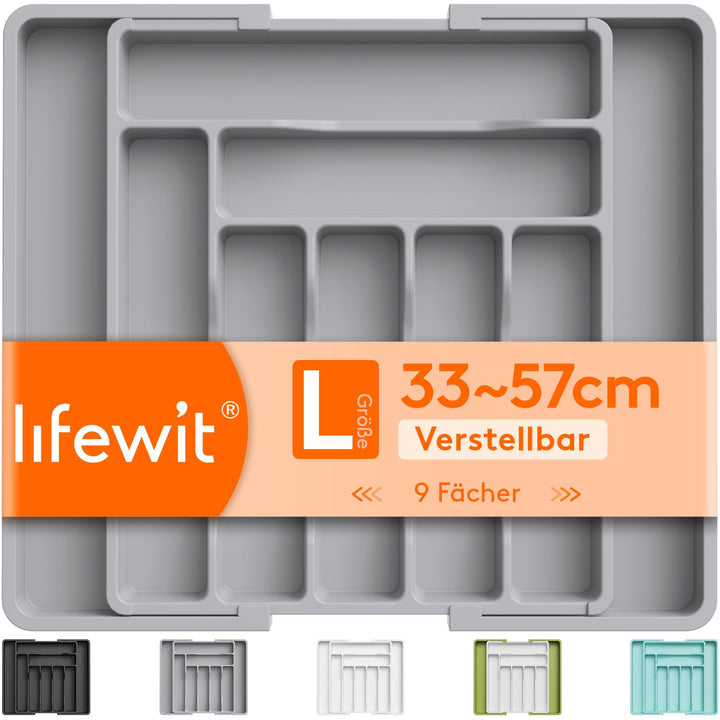 Lifewit Besteckkasten für Schubladen, erweiterbarer Besteckeinsatz für Küchenschubladen, verstellbar