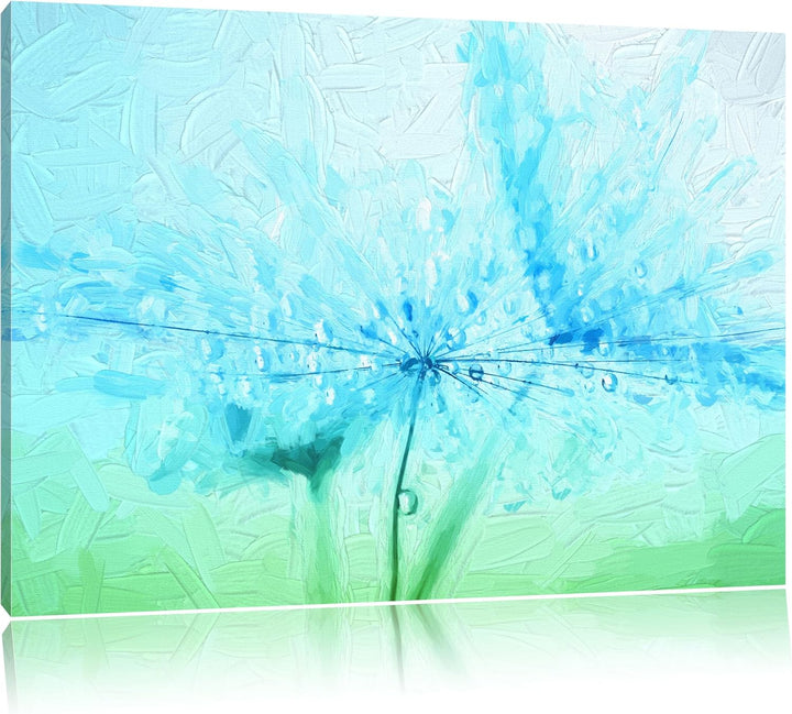 Pixxprint Pusteblume bedeckt mit Tropfen als Leinwandbild/Grösse: 100x70 / Wandbild/Kunstdruck/ferti