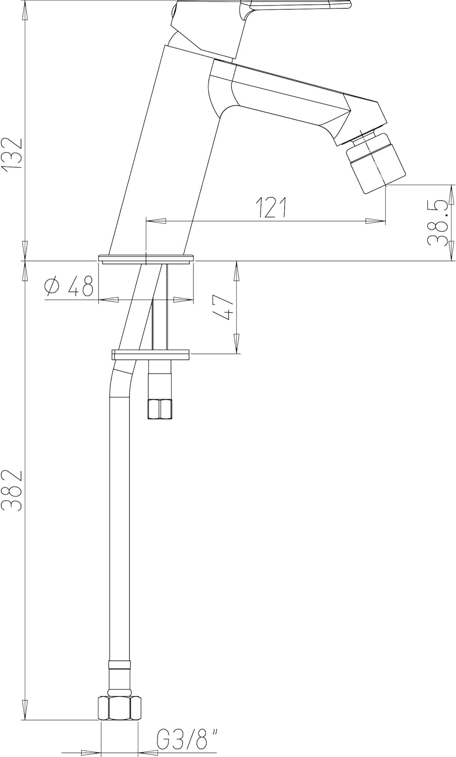 Paini Giada 304 Einhebelmischer Bidet, Badezimmer, Chrom, modernes Design, komplett in Italien herge