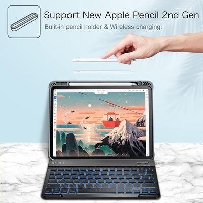 Fintie Tastatur Hülle für iPad Pro 11 Zoll 2022 / iPad Pro 11 2021/2020/ 2018 - Soft TPU Rückseite G