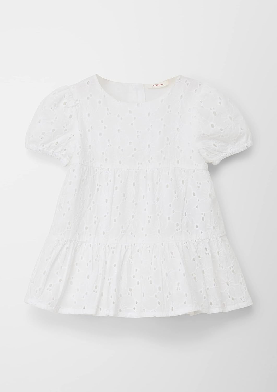 s.Oliver Baby-Mädchen Kleid mit Lochstickerei 92 Weiss, 92 Weiss