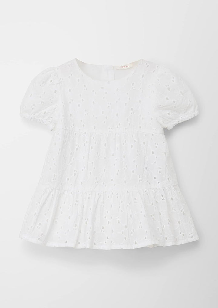 s.Oliver Baby-Mädchen Kleid mit Lochstickerei 86 Weiss, 86 Weiß