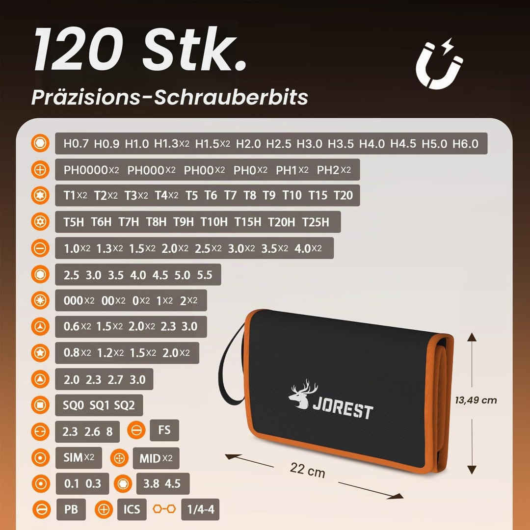 JOREST 145 in 1 Feinmechaniker Schraubendreher Set, Reparaturwerkzeugset für Elektronikgeräte, Lapto
