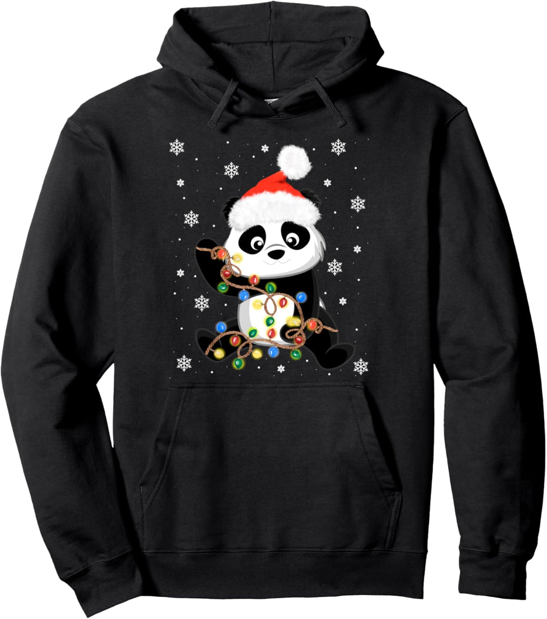 Weihnachtspanda Pandabär Weihnachtslichter Weihnachten Panda Pullover Hoodie