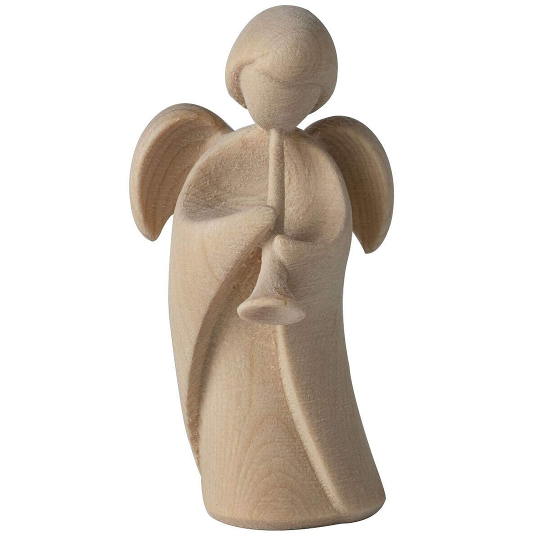 4betterdays.com NATURlich leben! Klassischer Schutzengel aus Zirbenholz - mit Trompete - Höhe 9cm -