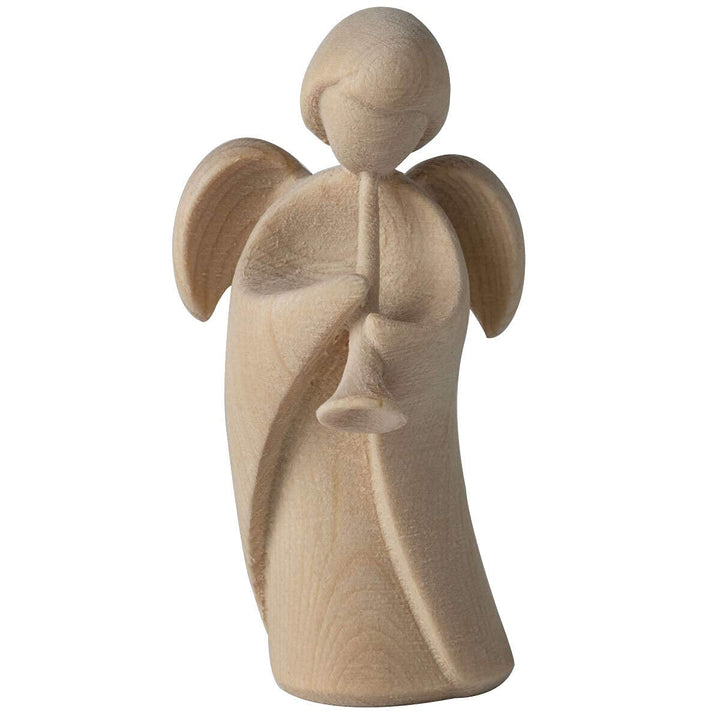 4betterdays.com NATURlich leben! Klassischer Schutzengel aus Zirbenholz - mit Trompete - Höhe 9cm -