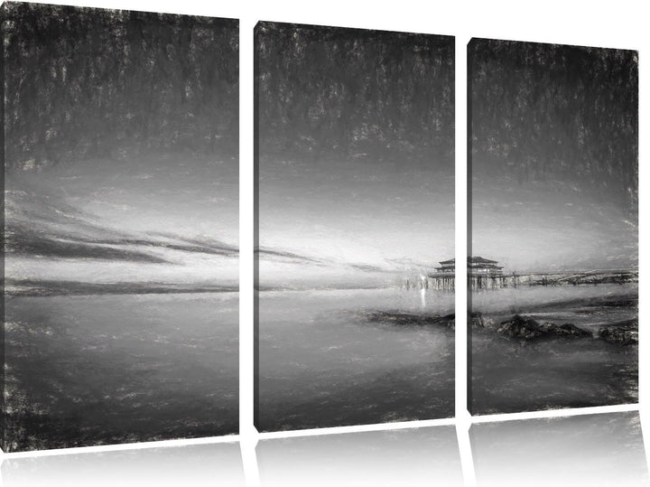 Pixxprint Timmendorfer Strand als Leinwandbild/Grösse: 3 Teilig (120x80) cm/Wandbild/Kunstdruck/fert