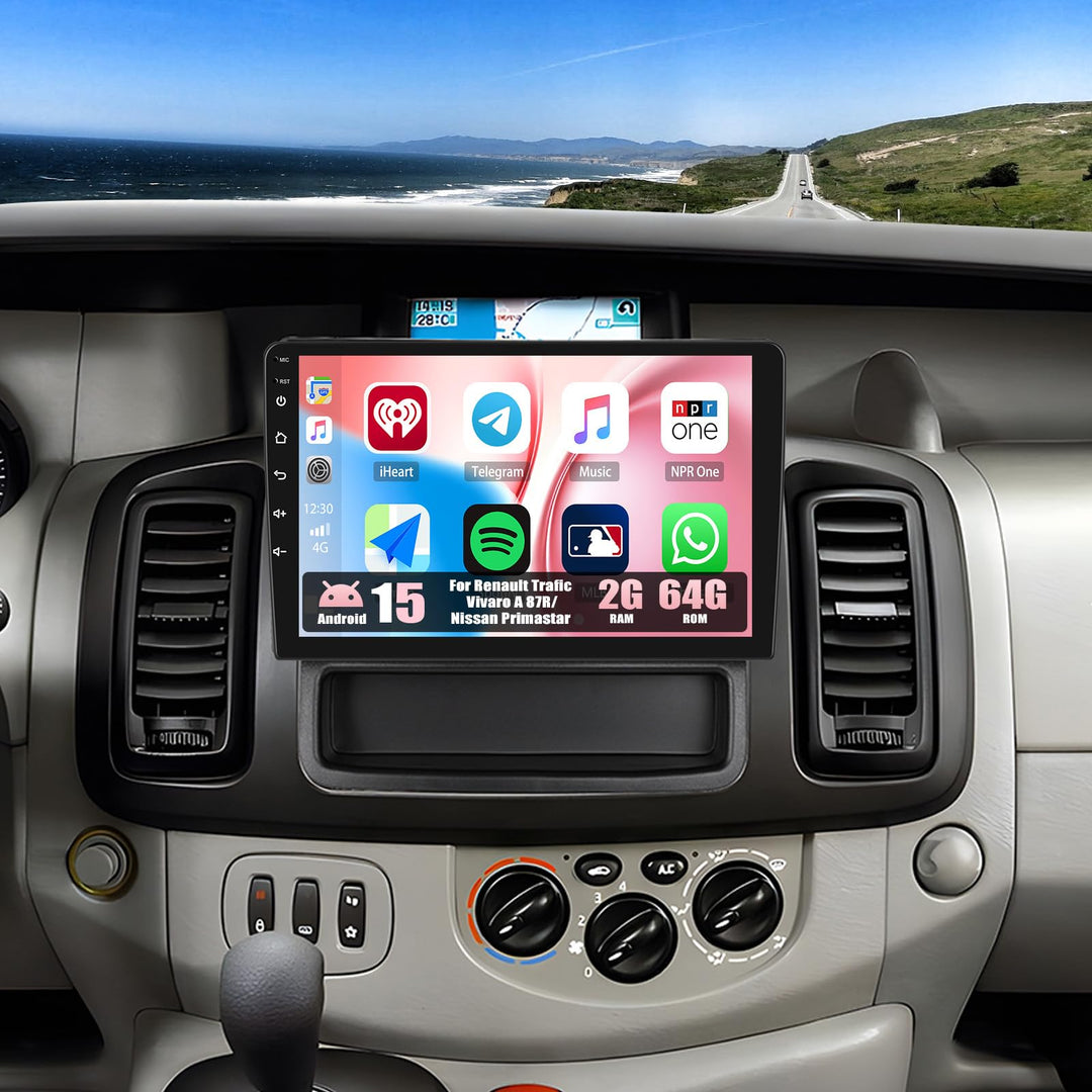 CAMECHO 2+64G Android 15 Autoradio für Opel Vivaro A 87R/Renault Trafic II Nissan Primastar mit Carp
