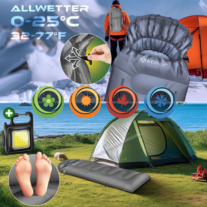 KESSER® Schlafsack Outdoor | Deckenschlafsack 3-4 Jahreszeiten | Camping-Sleeping-Bag für Erwachsene