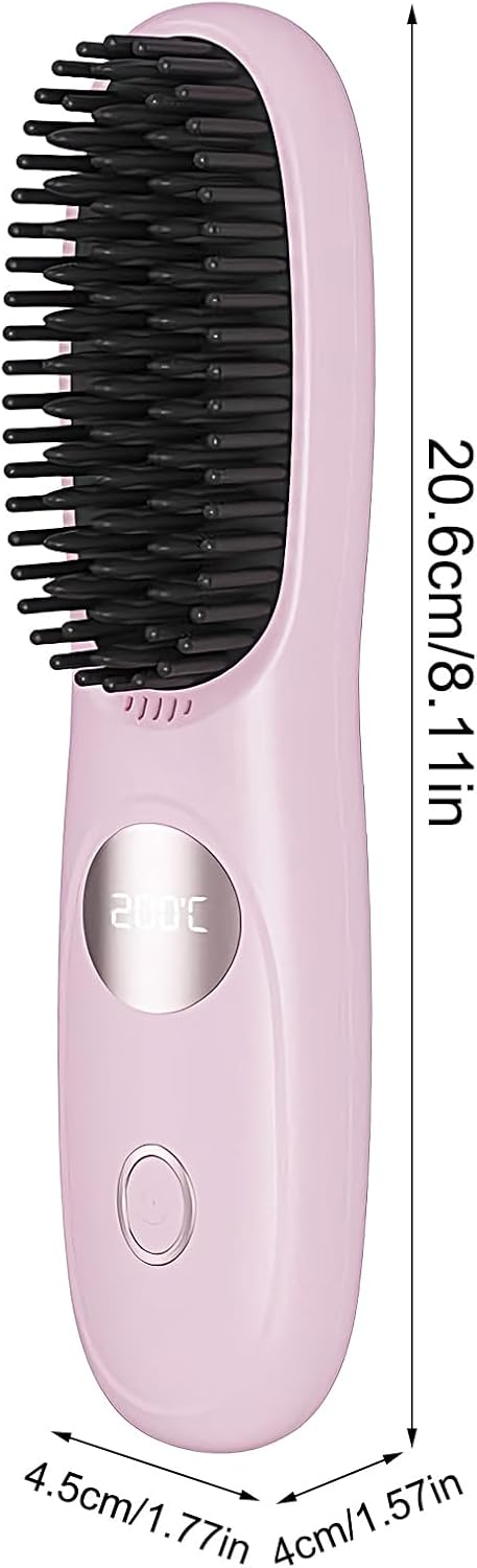 Ahuuen Tragbarer Glätteisen - Damen Heizbürste Zum Haare Glätten,3 Temperaturstufen Styling Werkzeug
