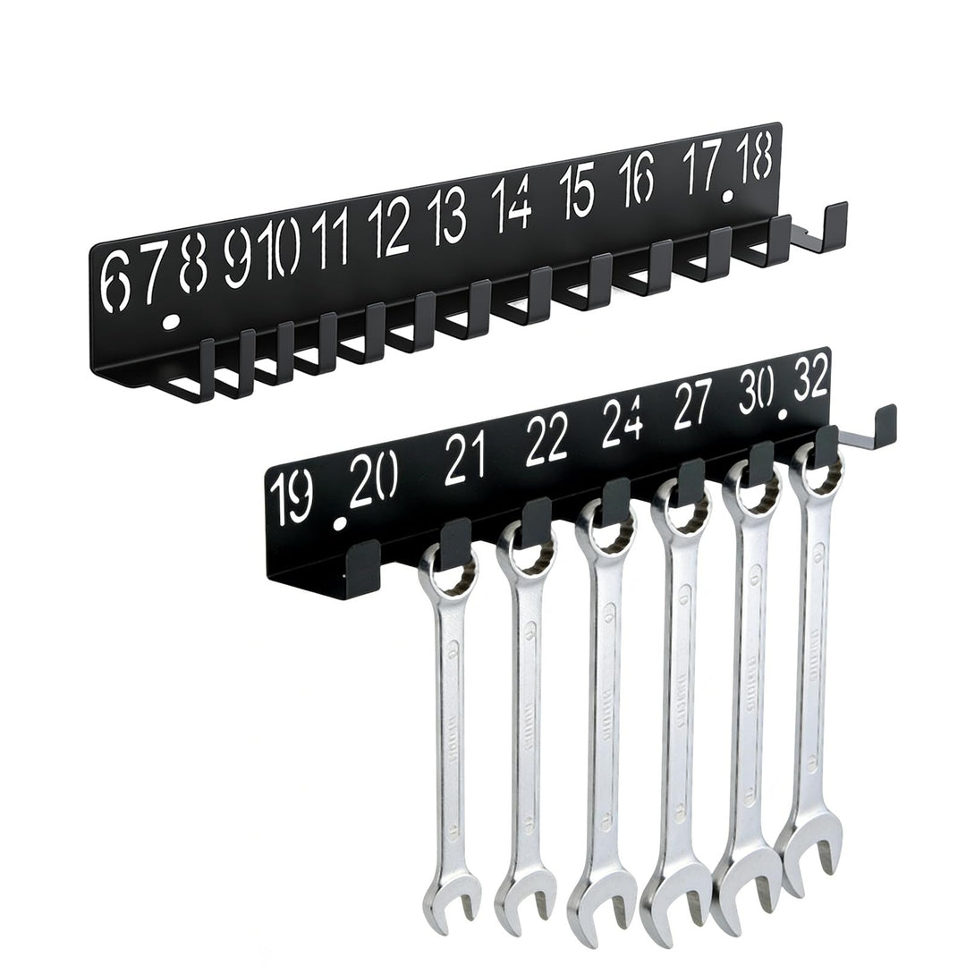 2x Werkzeughalter, Schraubenschlüssel Werkzeugwand mit 21 Haken, Werkzeughalter Wand für 6-32mm Gabe