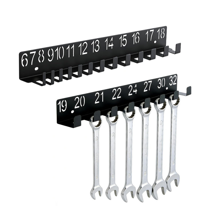 2x Werkzeughalter, Schraubenschlüssel Werkzeugwand mit 21 Haken, Werkzeughalter Wand für 6-32mm Gabe
