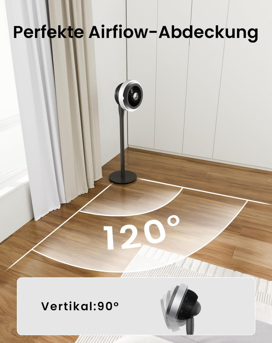 AIRMATE Ventilator mit Licht, Extra Grosses Luftvolume Umwälzlüfter, Ventilator Leise mit 3 Modi 16