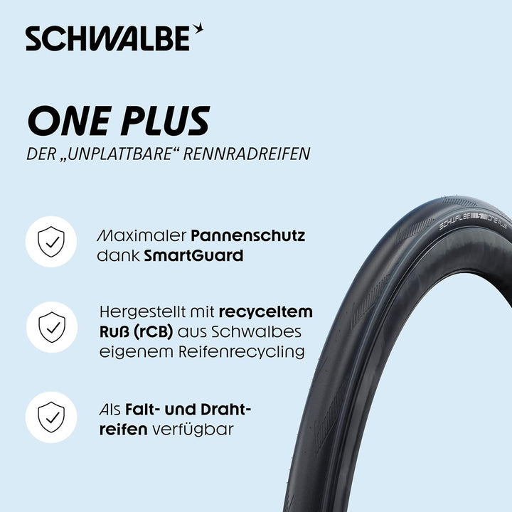 Schwalbe ONE Plus Performance Drahtreifen // 25-622 (700x25C) SmartGuard schwarz Reflex 25-622, schw