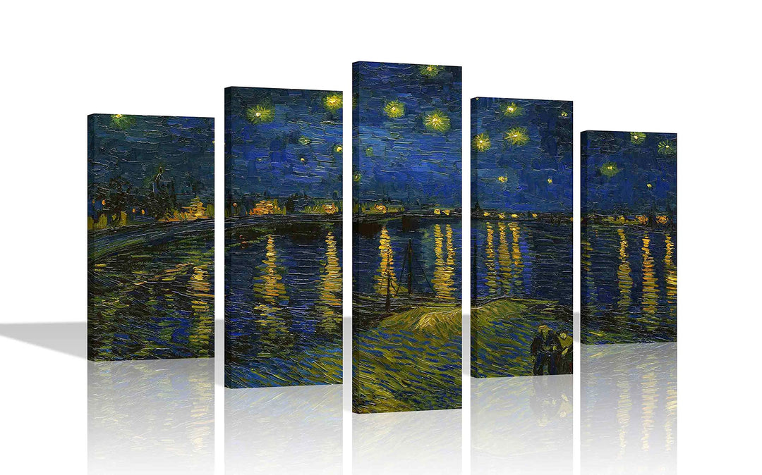 Vincent Van Gogh Kunstdruck auf Leinwand, Motiv Sternennacht über der Rhone, 112 x 61 cm 112cm x 61c