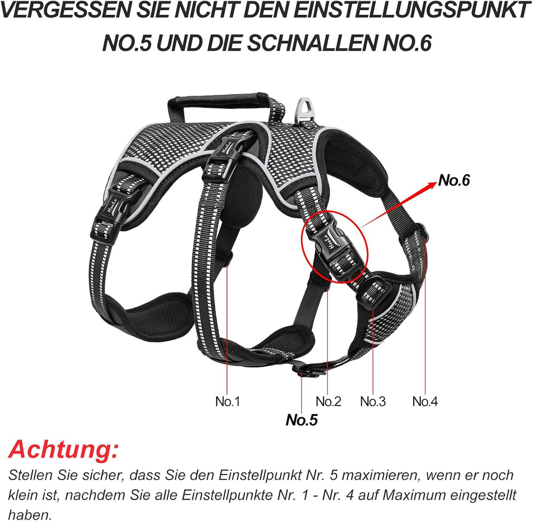 HEELE Hundegeschirr, Ausbruchsicher, Schnalle im Halsbereich, Reflektierend, Brustgeschirr mit Robus