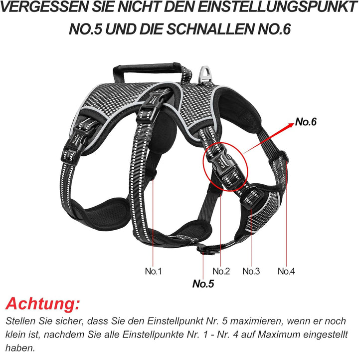 HEELE Hundegeschirr, Ausbruchsicher, Schnalle im Halsbereich, Reflektierend, Brustgeschirr mit Robus