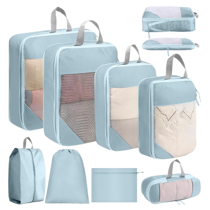 Kompressionspackwürfel für Koffer, 8 Stück erweiterbare Reisepackwürfel für Rucksack, ultraleichte R