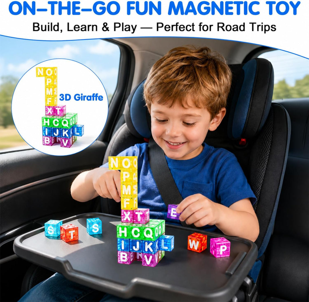 Mini Magnetische Bausteine 40PCS Magnetbausteine Reiseset mit Metallbox für Kinder, Magnetic Buildin