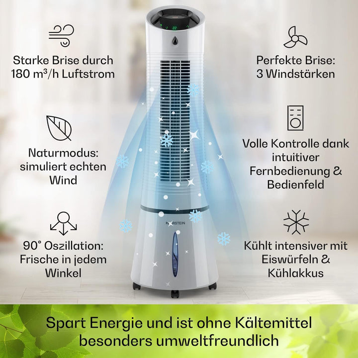 Klarstein 4-in-1: Luftkühler, Ventilator, Luftbefeuchter & Ionisation I 6 L Wassertank, Oszillation,