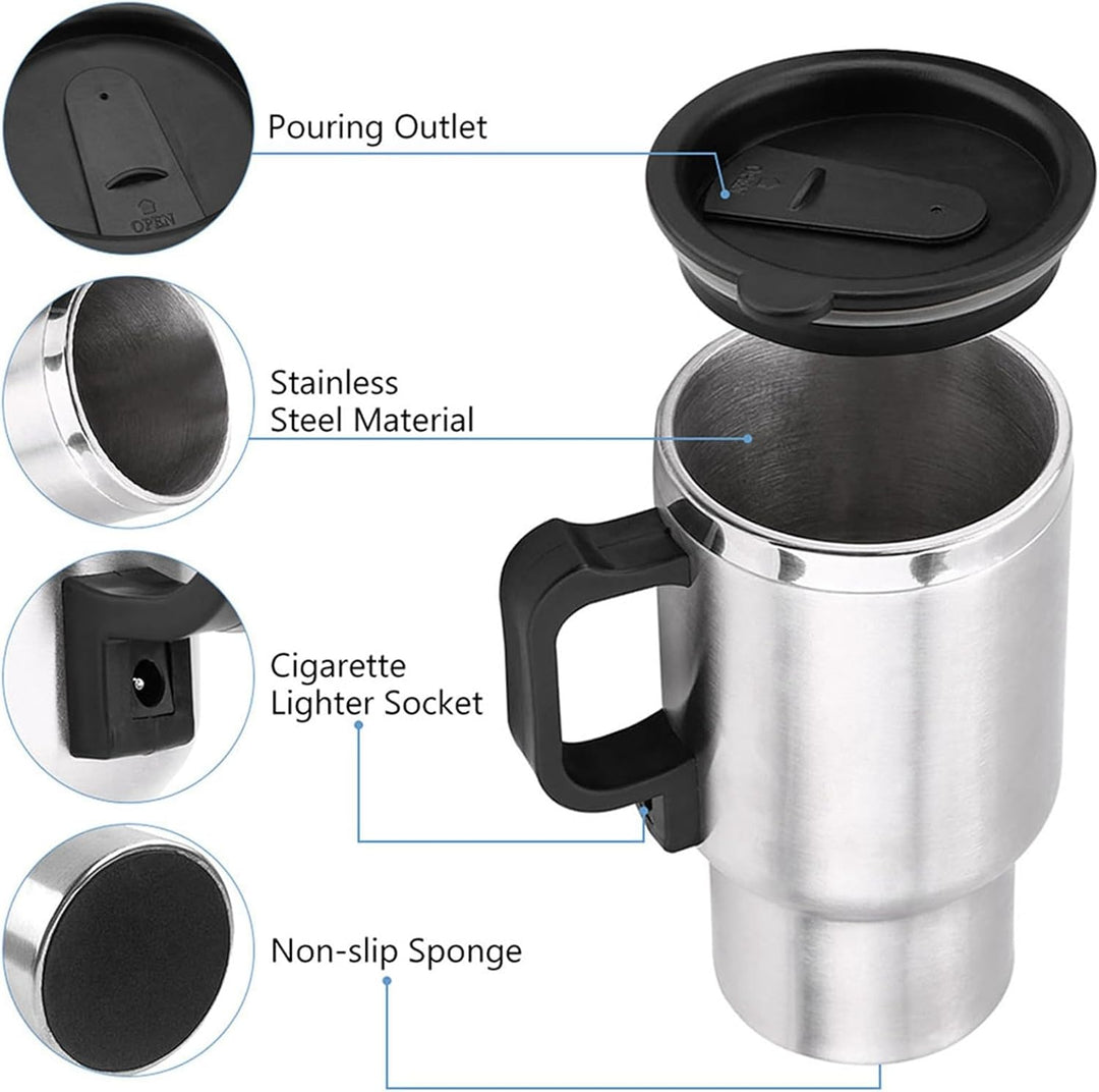 Gegong Auto Wasserkocher 450ml Reise & Camping Must-Have – 12V Schnellkochsystem mit Thermoskanne, Z