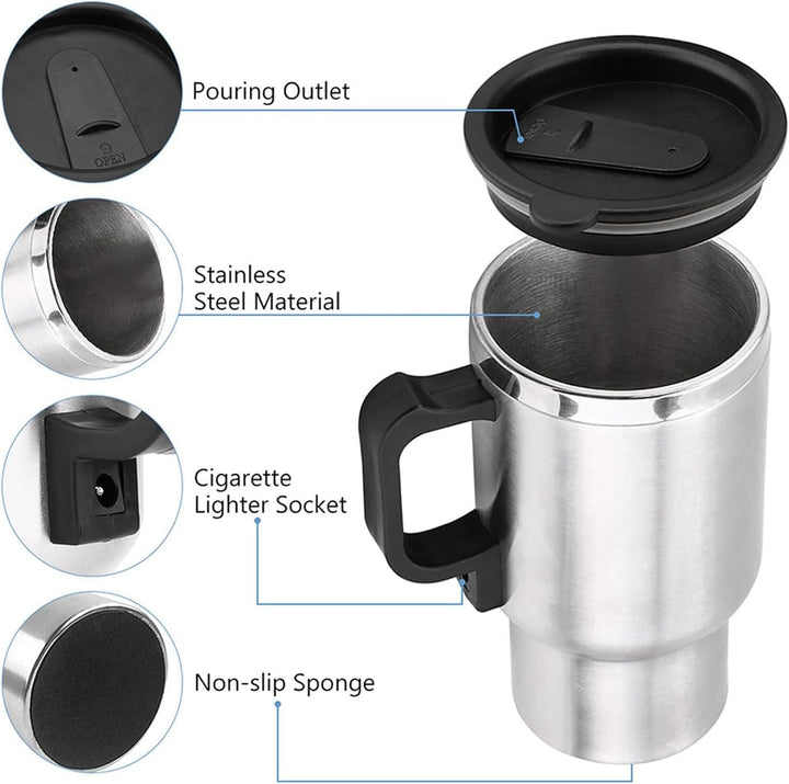 Gegong Auto Wasserkocher 450ml Reise & Camping Must-Have – 12V Schnellkochsystem mit Thermoskanne, Z