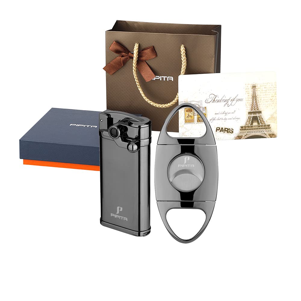 PIPITA Winddicht Fackel Feuerzeuge Geschenk Sets, Single Blauer Flammen Feuerzeug Nachfüllbare Metal