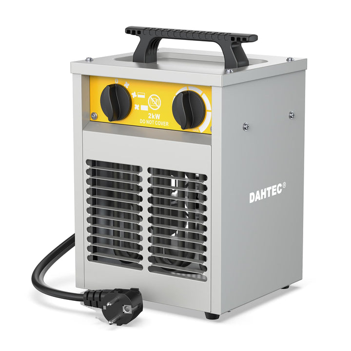 DAHTEC Elektroheizer Heizlüfter Bauheizer 2000 Watt Elektro Heizstrahler Bautrockner mit Thermostat