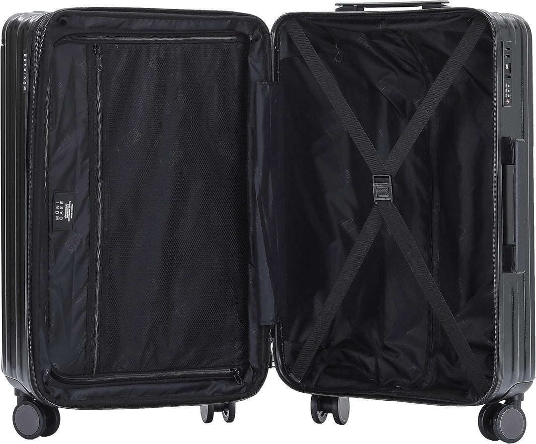 Münicase M816 TSA-Schloss Koffer Reisekoffer Trolley Kofferset Hardschale Boardcase Handgepäck (Schw