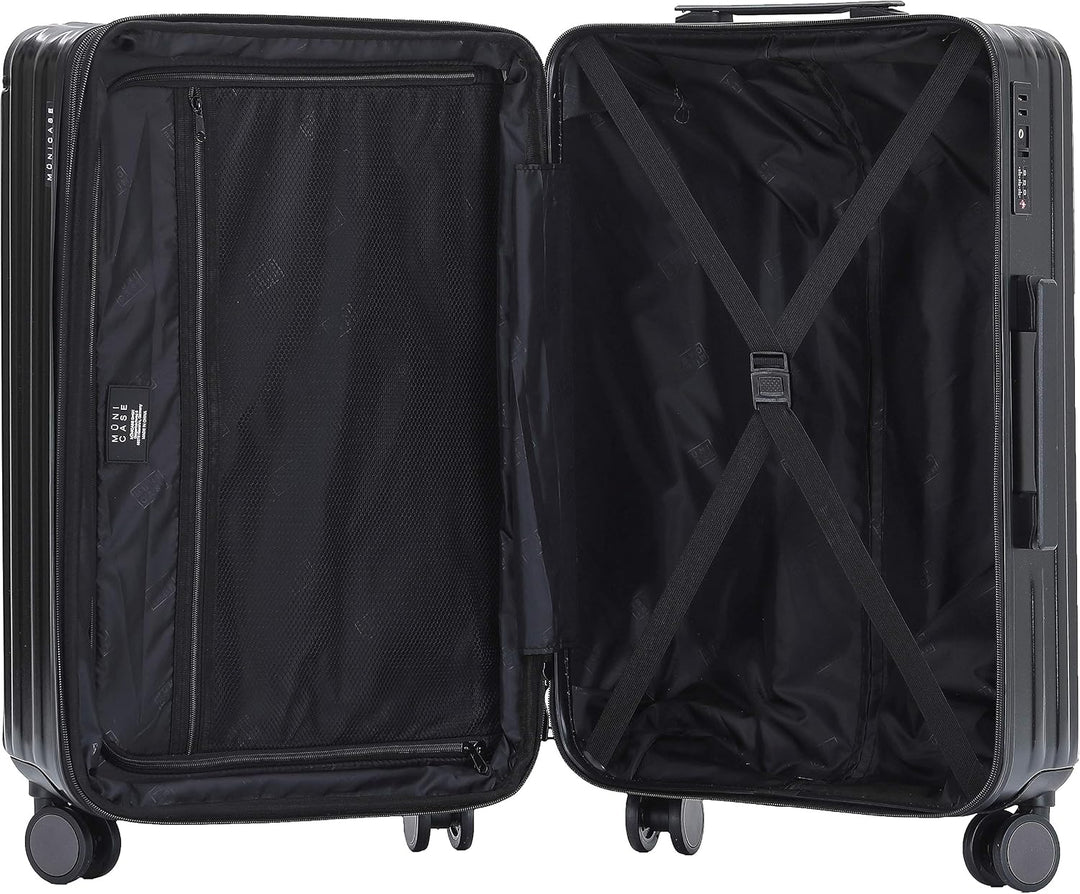 Münicase M816 TSA-Schloss Koffer Reisekoffer Trolley Kofferset Hardschale Boardcase Handgepäck (Schw