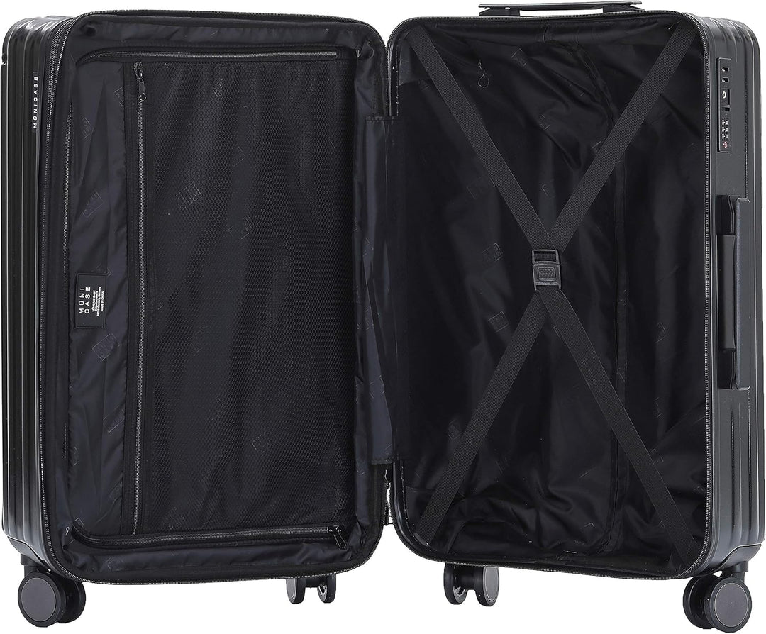 Münicase M816 TSA-Schloss, Dehnungsfuge, Teleskopgriff, Reisekoffer mit 4 Rollen, Hartschale, Mittle